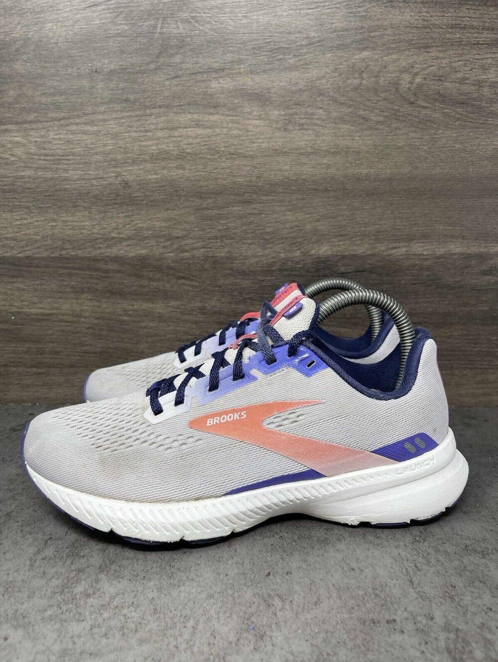 Brooks Launch 8 Womens Size 7 B Gray Navy Coral Lightweight Running Shoes